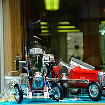 Car models in the shop window