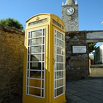Telephone box and church