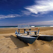 Gargano: Tretboot am Strand Tretboot am Strand