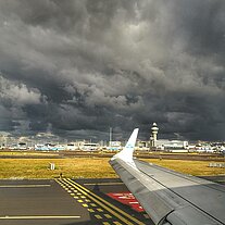 Abflug Start bei schlechtem Wetter