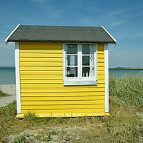 gelbes Strandhäuschen von Ærøskøbing gelbes Strandhäuschen von Ærøskøbing