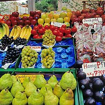 Marktstand mit Früchten Marktstand mit Früchten