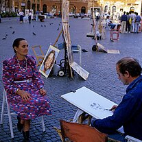 Piazza Navona: Maler portraitiert Maler portraitiert